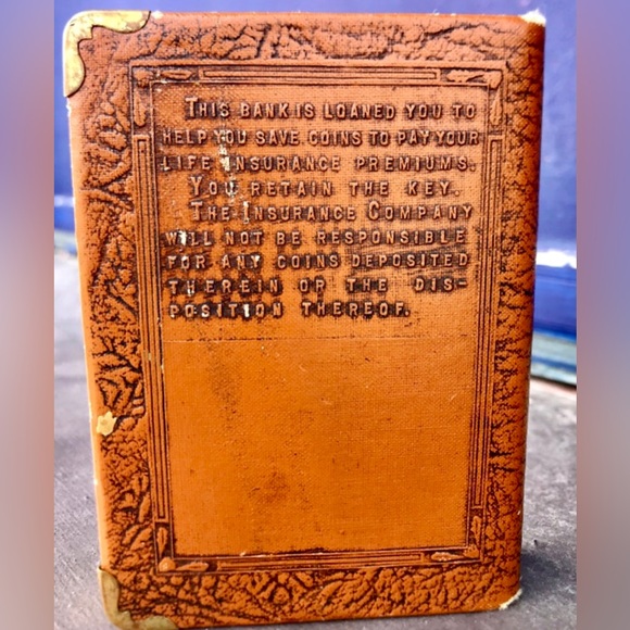 Vintage 1920s Zell ADEQUATE INSURANCE HELPS Self Assurance Thrift Book Coin Bank - Picture 7 of 9